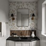 Renwil Jace Matte Black Clipped-Corner Wall Mirror MT2751 - mirror styled above a bathroom vanity