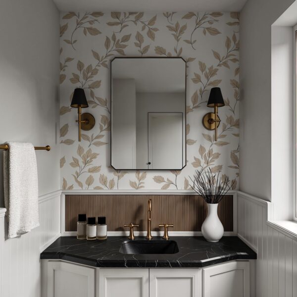 Renwil Jace Matte Black Clipped-Corner Wall Mirror MT2751 - mirror styled above a bathroom vanity