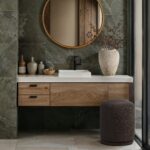Renwil Beckton Vase — styled on a bathroom countertop