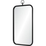 Renwil Priscilla Matte Black Wall Mirror with Ring MT2462 - angled view of matte black frame and ring