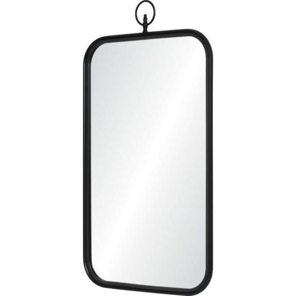 Renwil Priscilla Matte Black Wall Mirror with Ring MT2462 - angled view of matte black frame and ring