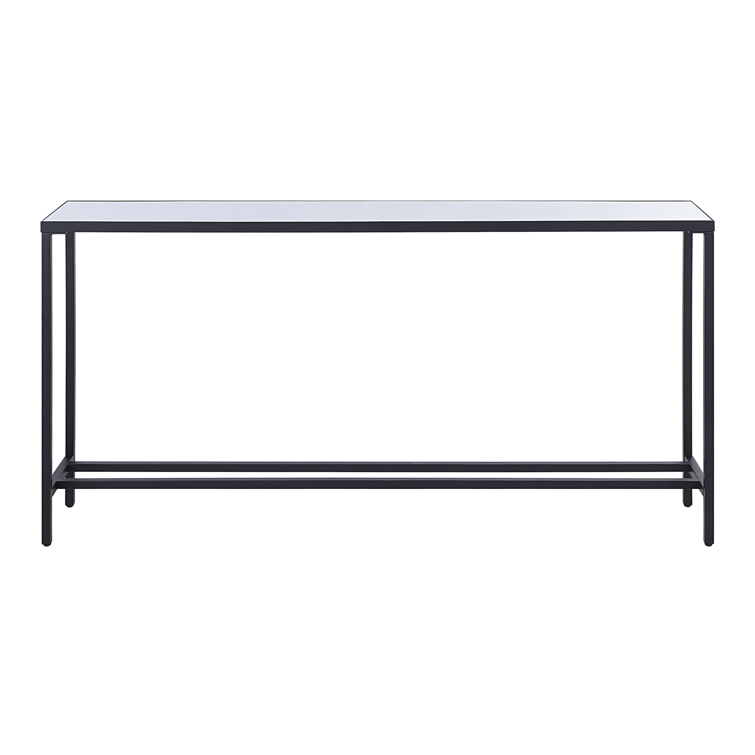 187693.jpg Renwil Bodin White Quartz Console Table — front view of white quartz console with matte black iron frame