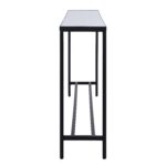Renwil Bodin White Quartz Console Table — end view showing the slim ten-inch depth