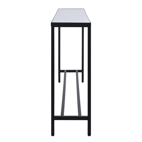 Renwil Bodin White Quartz Console Table — end view showing the slim ten-inch depth