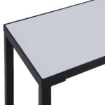 Renwil Bodin White Quartz Console Table — close-up of white quartz top and black metal edge