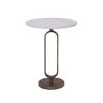 Renwil Irene White Marble Accent Tables - Set of 2 — smaller companion table in white marble and antique brass