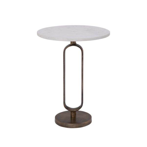Renwil Irene White Marble Accent Tables - Set of 2 — smaller companion table in white marble and antique brass