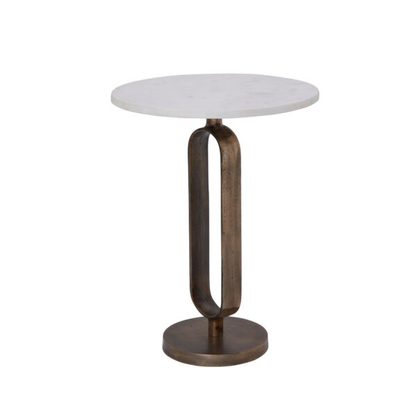 Renwil Irene White Marble Accent Tables - Set of 2 — angled view of the smaller table