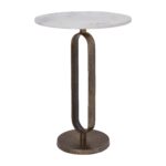 Renwil Irene White Marble Accent Tables - Set of 2 — angled view of the larger table
