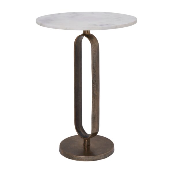 Renwil Irene White Marble Accent Tables - Set of 2 — angled view of the larger table