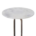 Renwil Irene White Marble Accent Tables - Set of 2 — detail of white marble tabletop and natural veining