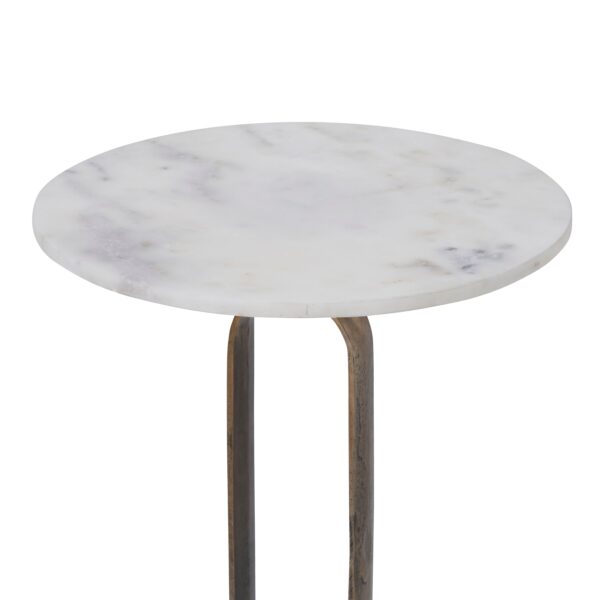 Renwil Irene White Marble Accent Tables - Set of 2 — detail of white marble tabletop and natural veining