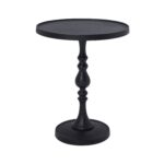 Renwil Yates Black Cast Aluminum Accent Table — round black accent table with turned-profile pedestal