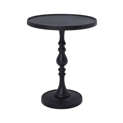 Renwil Yates Black Cast Aluminum Accent Table — round black accent table with turned-profile pedestal