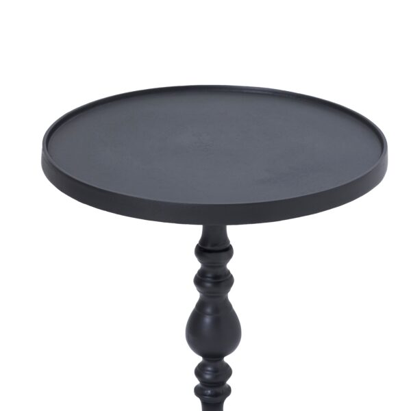 Renwil Yates Black Cast Aluminum Accent Table — angled detail of the tray-style tabletop