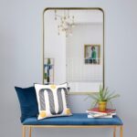 Renwil Barton Gold Foil Wall Mirror MT2145 - wall mirror above a bench in a room setting