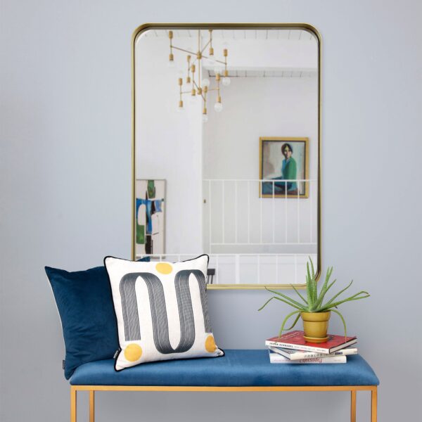 Renwil Barton Gold Foil Wall Mirror MT2145 - wall mirror above a bench in a room setting