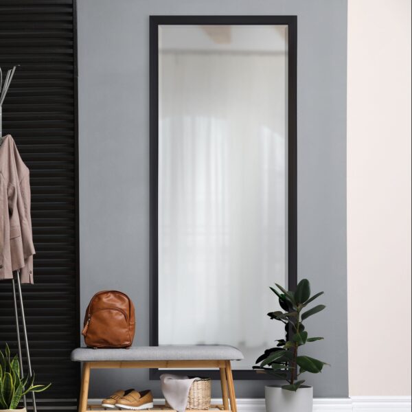 Renwil Delacorte Black Foil Full Length Mirror MT2403 - mirror styled above an entryway bench
