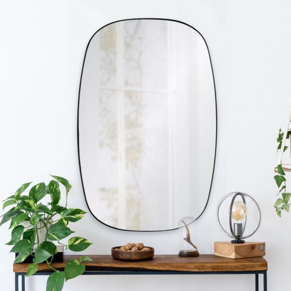 Renwil Bergen Matte Black Iron Wall Mirror MT2449 - mirror styled above a console