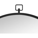 Renwil Rayden Matte Black Round Wall Mirror MT2463 - decorative top hook detail