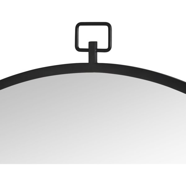 Renwil Rayden Matte Black Round Wall Mirror MT2463 - decorative top hook detail