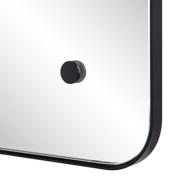 Renwil Aine Matte Black Iron Wall Mirror MT2613 - round black accent and frame corner detail