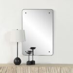 Renwil Aine Matte Black Iron Wall Mirror MT2613 - mirror styled above a wood console