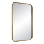 Renwil Jyn Antique Brass Rounded Wall Mirror MT2666 - angled view of the aluminum frame