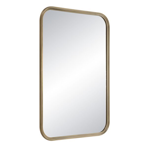 Renwil Jyn Antique Brass Rounded Wall Mirror MT2666 - angled view of the aluminum frame