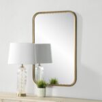 Renwil Jyn Antique Brass Rounded Wall Mirror MT2666 - wall mirror styled above a console