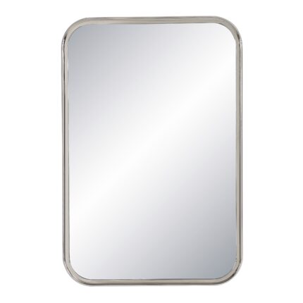 Renwil Sylvie Polished Nickel Rounded Wall Mirror MT2670 - front view of the polished nickel rounded frame