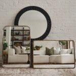 Renwil Sylvie Polished Nickel Rounded Wall Mirror MT2670 - Sylvie polished nickel mirror displayed alongside other mirrors