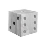 Renwil Dylon Marble Dice Sculpture — angled full view of the white marble dice sculpture