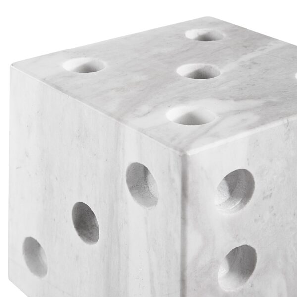 Renwil Dylon Marble Dice Sculpture — close-up of the marble surface and circular recesses
