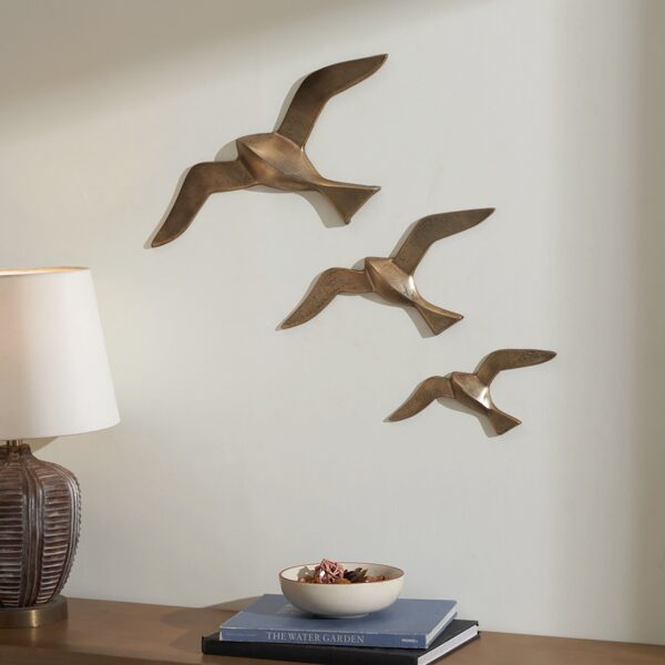 Renwil Stevens Antique Brass Metal Wall Art — Set of 3 — product view 4 — W6743