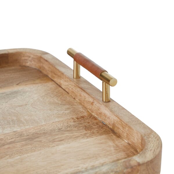 Renwil Mango Wood Tray — close-up of a side handle and the wood grain