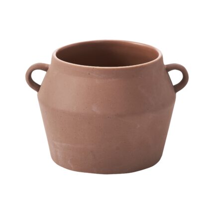 Renwil Ravello Brown Speckled Stoneware Vase — compact brown speckled stoneware vase with twin handles