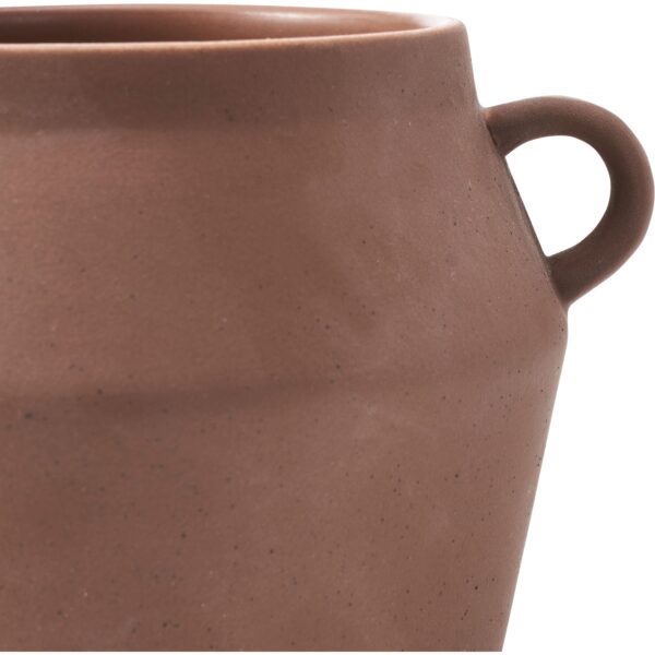 Renwil Ravello Brown Speckled Stoneware Vase — detail of the speckled glaze and side handle