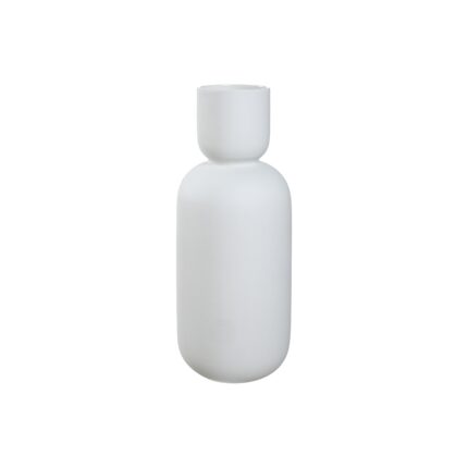 Renwil Dior White Glazed Ceramic Vase — white glazed ceramic vase with rounded body and cup-shaped neck