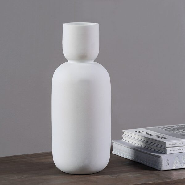 Renwil Dior White Glazed Ceramic Vase — white vase displayed beside books; accessories not included