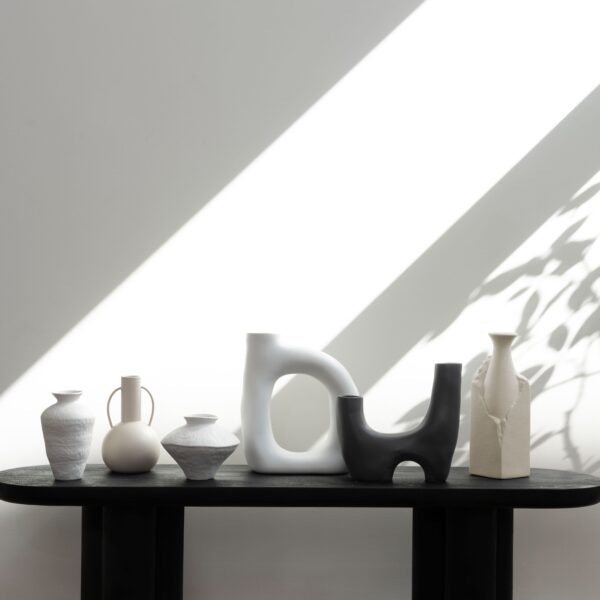 Renwil Adonia Textured Cream Ceramic Vase — styled display; companion accessories not included