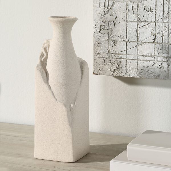 Renwil Adonia Textured Cream Ceramic Vase — styled display; companion accessories not included