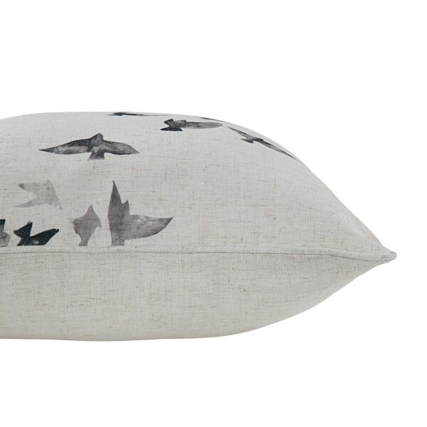 Renwil Poussin Bird-Print Poly-Linen Pillow 20 x 20 PWFL1465 - close-up of pillow edge