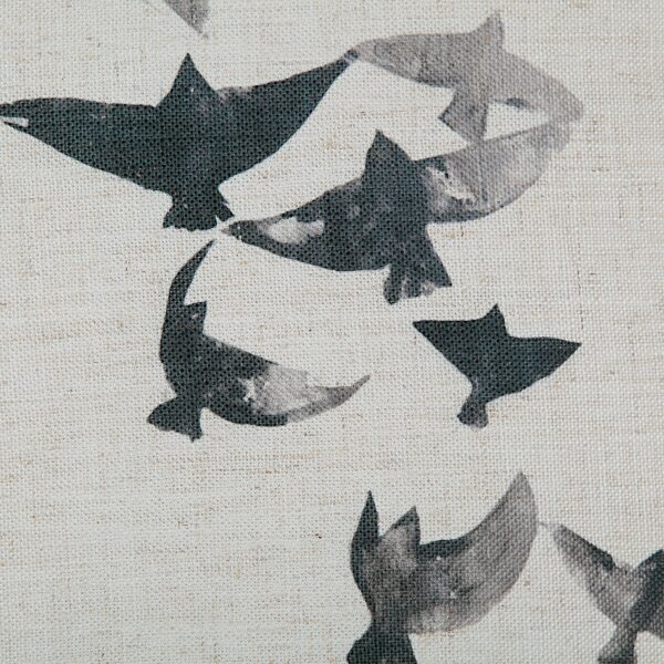 Renwil Poussin Bird-Print Poly-Linen Pillow 20 x 20 PWFL1465 - detail of bird print on poly-linen