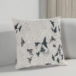 Renwil Poussin Bird-Print Poly-Linen Pillow 20 x 20 PWFL1465 - bird-print pillow styled on a chair