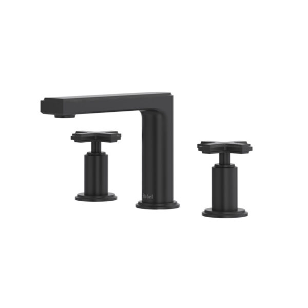 Riobel Manifesto Widespread Lavatory Faucet With Low Spout — Black — Cross Handles