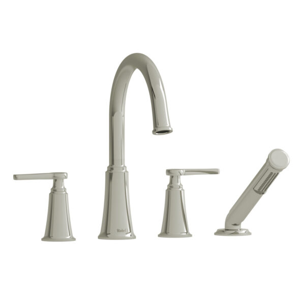 Riobel Momenti 4-Hole Deck Mount Tub Filler With C-Spout — Polished Nickel