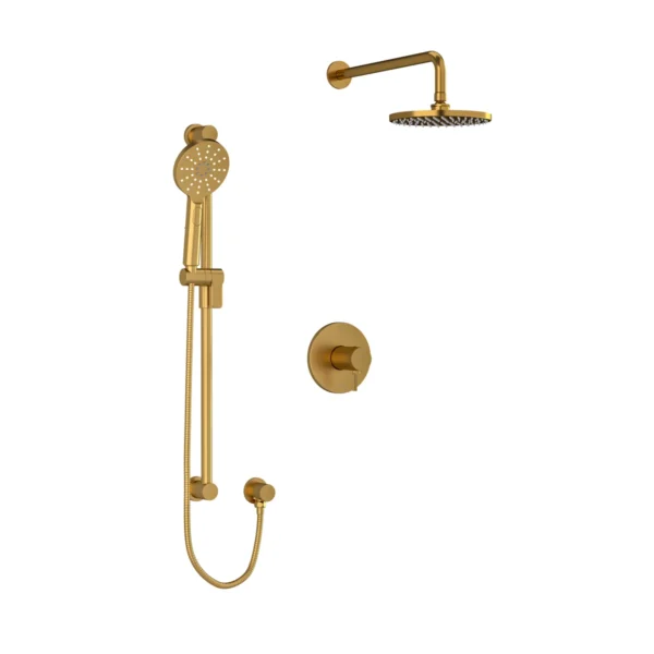 Riobel Riu Shower Kit 323 Trim — Knurled Handle — Brushed Gold
