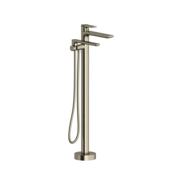 Riobel Fresk floor-mount tub filler in Brushed Nickel