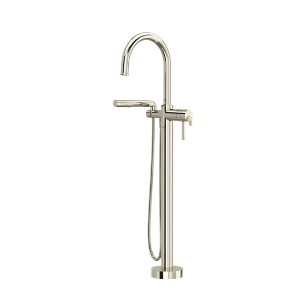 Riobel Authentica Thermostatic Single Hole Floor Mount Tub Filler Trim — Polished Nickel